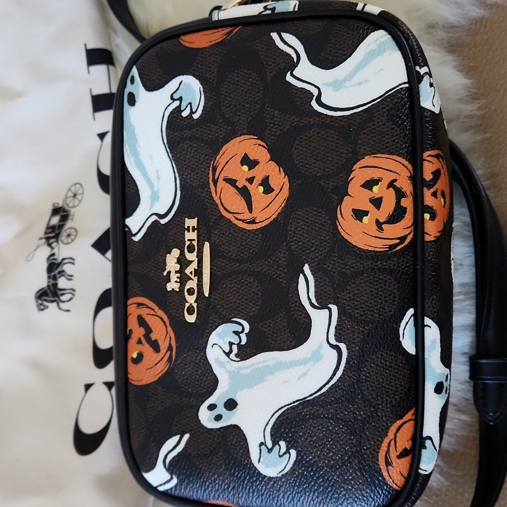 New Coach Pumpkin & Ghost Mini Jamie Signature Halloween Crossbody Bag 🎃👻 - Picture 2 of 15